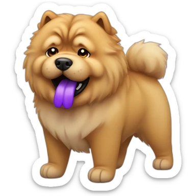 Chow chow dog with purple tongue sticker
