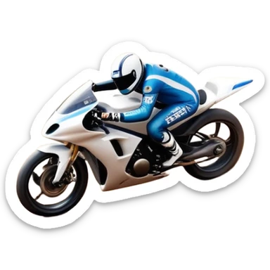 A high-speed racing car or motorcycle zooming down a track, leaving a trail of dust and excitement. The scene conveys energy and adrenaline, with blurred motion showing the speed and precision of motorsport, set against a dynamic racing track backdrop. sticker