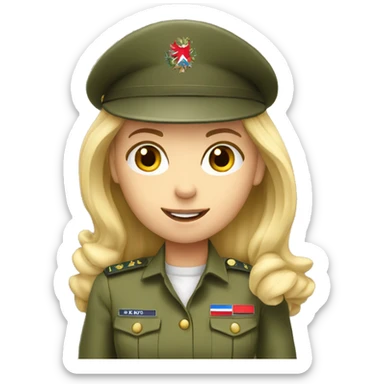 Blond girl in czech army uniform  sticker