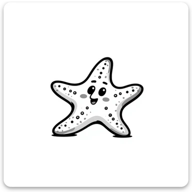 hand drawn starfish with detailed texture and little dots, playful sea creature sticker