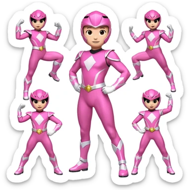 A cute Pink power ranger in different cute poses sticker