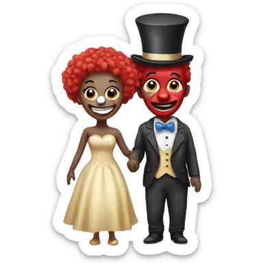 Two clowns getting married  sticker