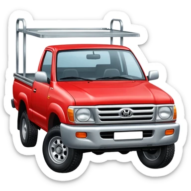 Red 1999 hilux with steel trya sticker
