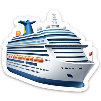 Illustrate a passenger cruise ship with multiple decks & glowing lights. sticker