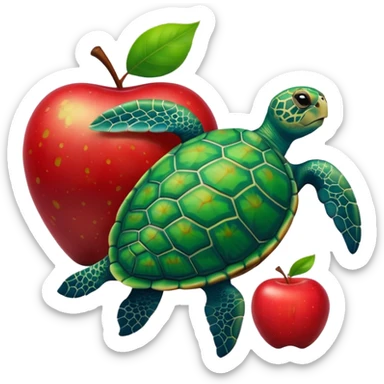sea turtle, apple emoji sticker