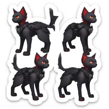 cool edgy elegant beautiful black punk red ethereal fantasy emo pretty nargacuga-bat-cat-Fakemon collar harness pouch warrior full body sticker