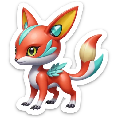 Fruity Smooth Glossy Exotic Colorful Futuristic Cyber-Vernid-Trico-Meloetta-Latias-Koraidon-Peppercat-Protogen-Pokémon-Digimon-Fakémon-fusion-hybrid-creature sticker