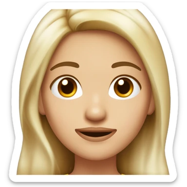 mujer blanca con el pelo rojo oscuro y lacio. Con cejas tupidas. Con brackets en los dientes.  Con color de ojos marrón claro sticker