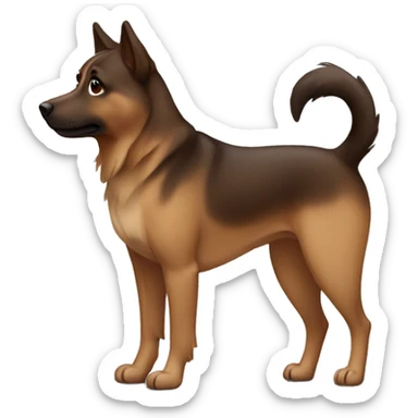 brown and dark brown Eurasian dog standing. His face and back is covered in dark brown spots sticker
