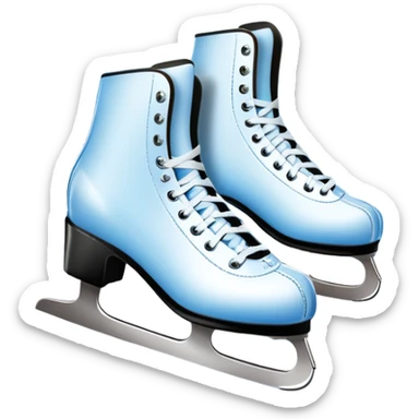 An icon showing a pair of elegant ice skates gliding across a smooth, frozen rink with snowflakes in the air. In the background, twinkling lights, winter trees, and cheering spectators create a festive atmosphere. Transparent background highlights the grace and charm of ice skating. sticker