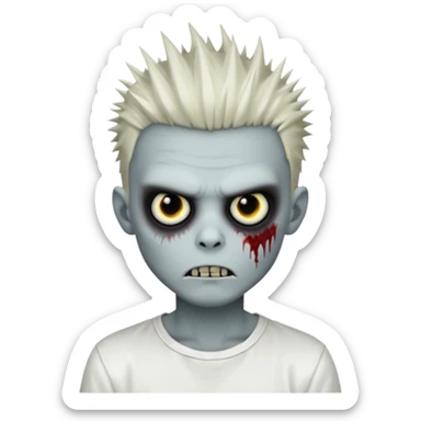 zombie boy with spiky emo hair and white shirt sticker
