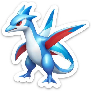Shiny Latios-Latias-Salamence-Koraidon-Fakémon-hybrid-creature (full body)  sticker