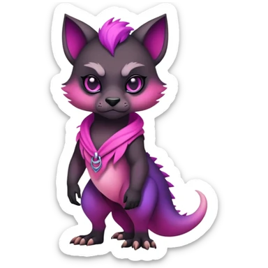Cool Edgy Black-pink-purple-gradient badass Fionbri-animal-creature full bodyd sticker