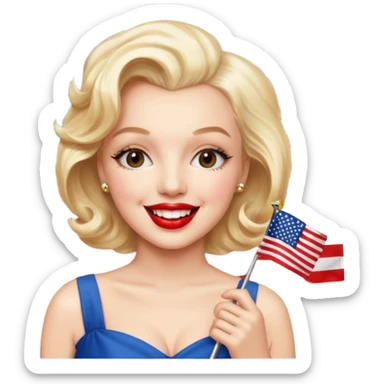 Marilyn Monroe, with american flag sticker