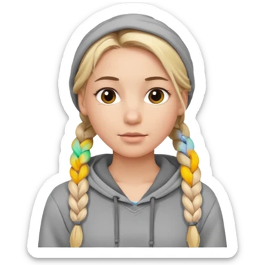 braided blonde girl with hoodie sticker