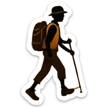 
una mezcla de sol + montaña + caminante estilo petroglifo sticker