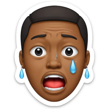 Black person crying with moutj wide open frowning sticker
