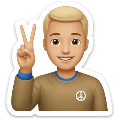 memoji face iphone: men, a solo hiker with happy face and a piece handsign sticker