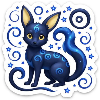 Dark-Deep-Cobalt-Blue Aural Spiritual Nebulae Starry Sparkly Swirly-patterned Star-patterned Umbreon-spirit sticker