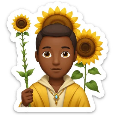 black man god with sunflower, scepter sticker