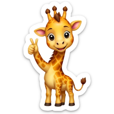 Cartoon cute dwarf giraffe with a smile, giving a big thumbs-up sticker
