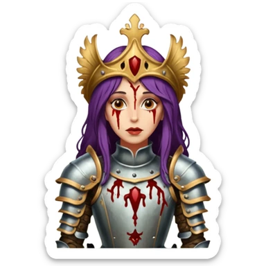 realistic cinematic actress Cher in baroque styling like Joan of Orleans dirty bloody damaged armor in a forest sticker