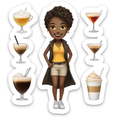 girls with accessories, smiles and espresso martinis sticker