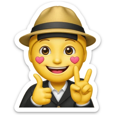 A Smiling Face with Smiling Eyes emoji with a hand korean finger heart emoji that has the middle finger sticking out sticker