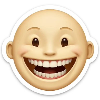 Laughing emoji and gap between the upper middle two teeth sticker