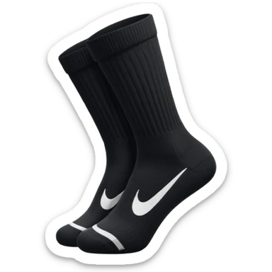 black football sock with white Nike tick, classic crew style sticker