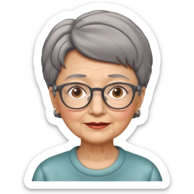 grandma, short gray and brown  hair and glasses sticker
