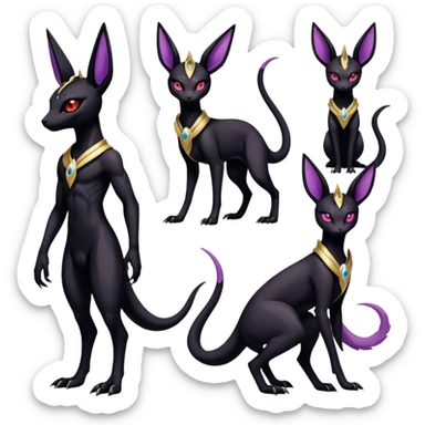 Shiny Dark Edgy Gothic Gloomy Futuristic Salandit-Umbreon-Espeon-Anubis-Hybrid (Full body) sticker
