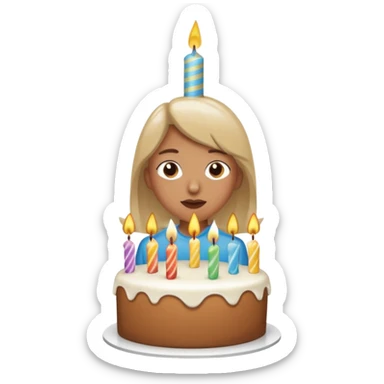 person blowing out birthday cake candles sticker