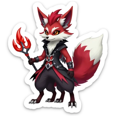 Shiny Exotic Gothic Badass Anthropomorphic Delphox-Zoroark-Zangoose-hybrid-creature sticker