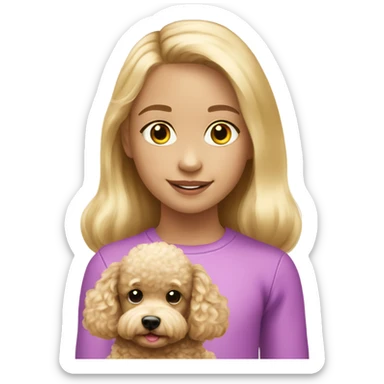Blond 6 years old girl with soft toy poodle sticker