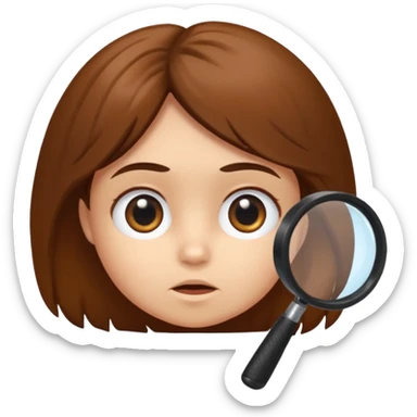 un écureuil assis, tenant une loupe devant son visage, cherchant attentivement sticker