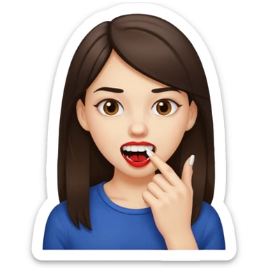 Une fille brune et blanche qui se mord l'ongle avec ses dents comme si elle draguait qqn sticker