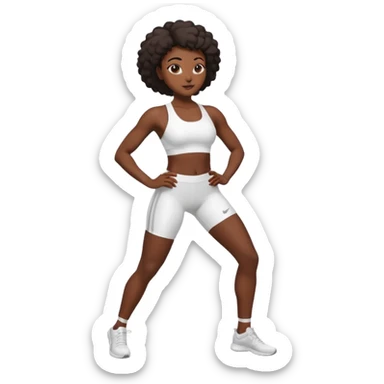darkskin back woman in white sportswear Fit body focus chin to thigh sticker