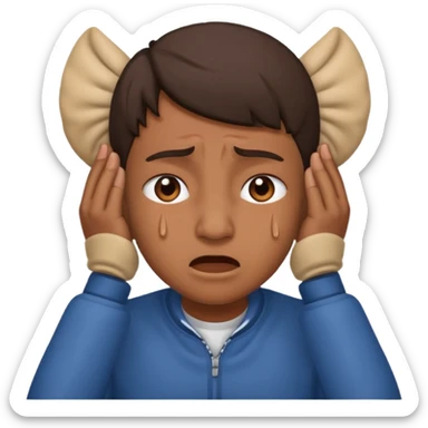 person covering ears, wincing in pain because the sound is terribly loud sticker