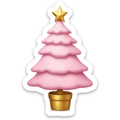 A baby pink Christmas tree with a gold star on top sticker