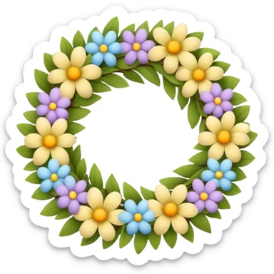 flower easter wreath, made in a shape of an egg sticker