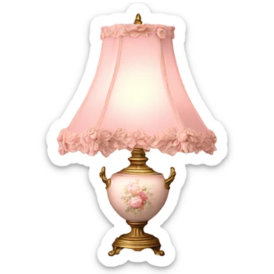 highly detailed vintage rococo light pink dainty floral lamp sticker