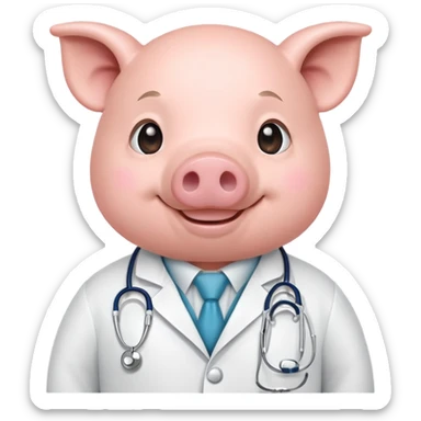 Pig wearing a doctors coat  sticker
