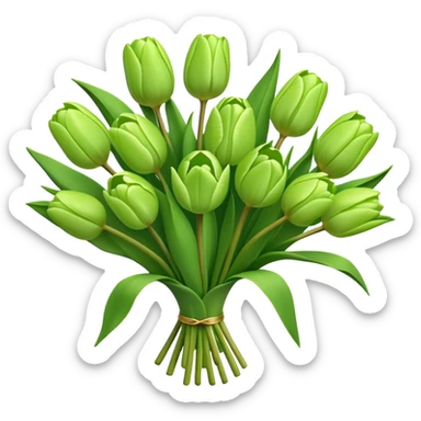 bouquet  ligtht green Tulip, luxuriant, stem, leaf, bud sticker