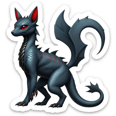 Sophisticated Modern Gothic Gloomy Futuristic Scaly Cyber-Salandit-Umbreon-Litten-Hybrid (Full body) sticker