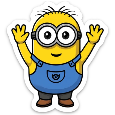 Minion character waving sticker