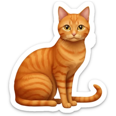full body solid orange domestic shorthair slim cat with yellow/orange eyes sitting sticker