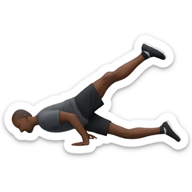 Full planche, man with elbows totally extended pushing the floor and with the legs up in the air,  forming a horizontal line in the air aligned between shoulder, hip and ankle sticker