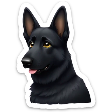 All black German shepherd with glitter sad face  sticker