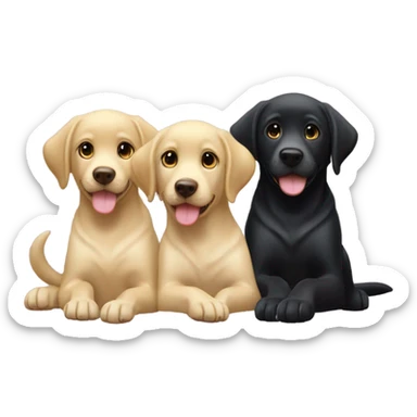 Black Labrador retriever with blonde haired girl and long black haired  boy sticker
